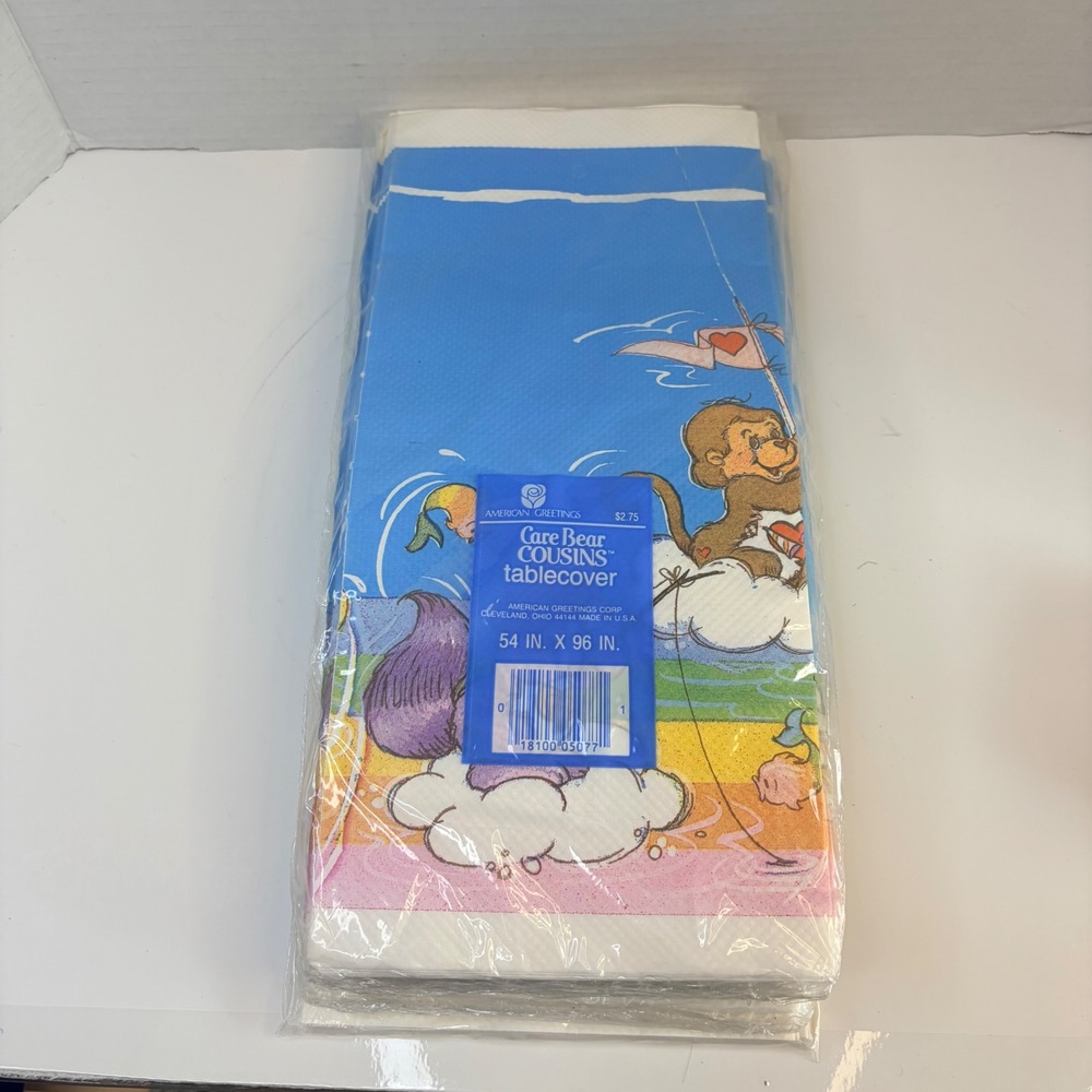 Vintage Care Bear Cousins Tablecover American Greetings 54 x 96 80s Party Supply